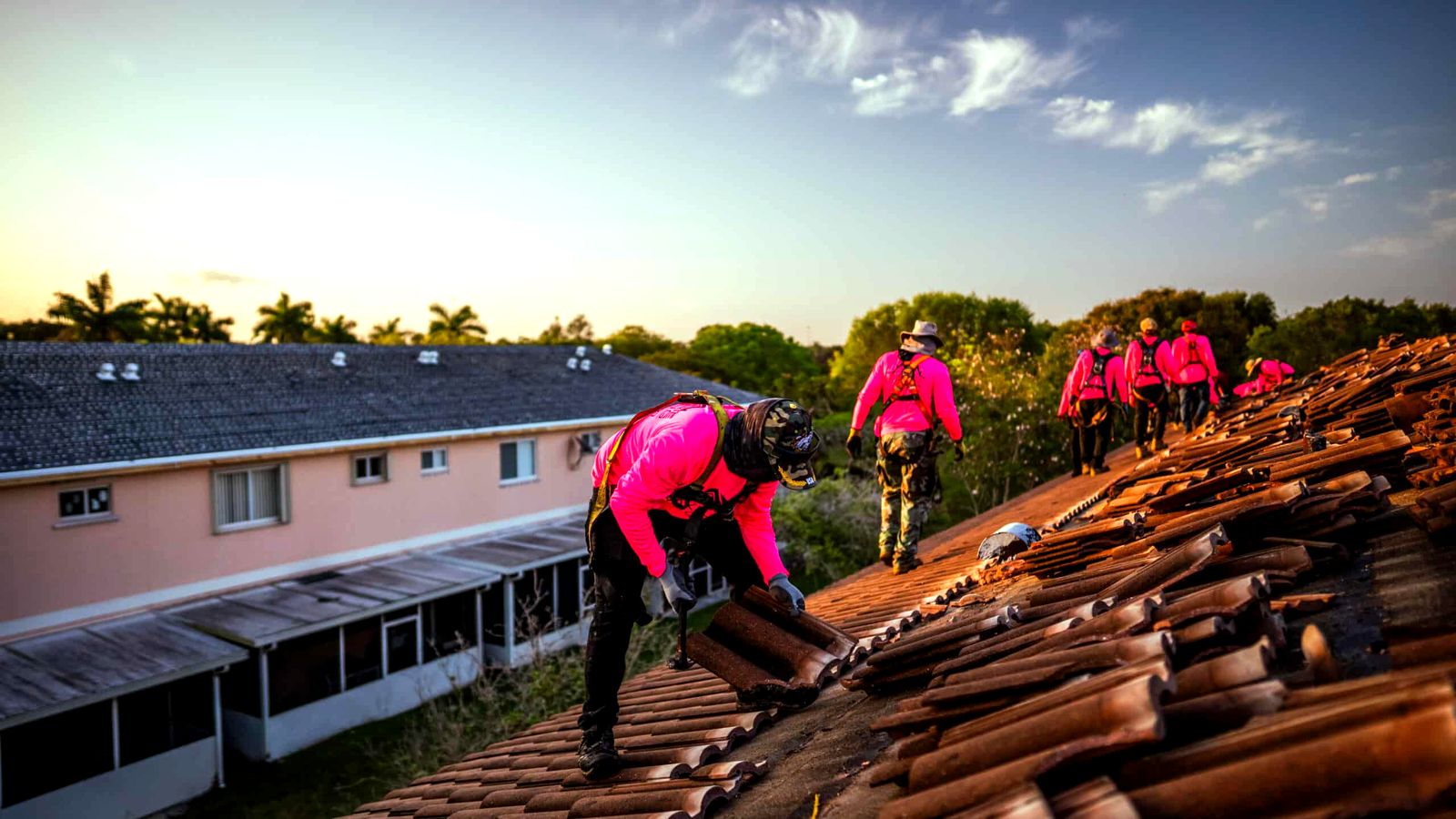 A tile roof going on with Lake Erie Roofing